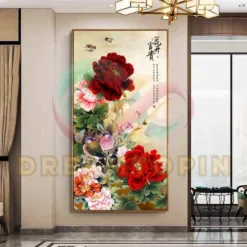 Peony and pair of birds painting quality in North Carolina